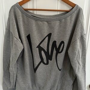 Gray Love Print Women's Lightweight Sweatshirt